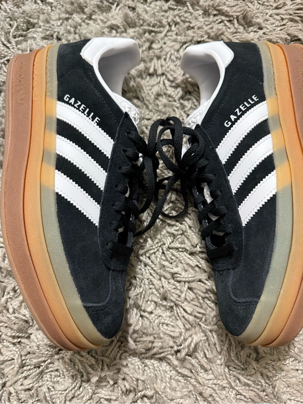 Adidas Black & White Gazelle womens Suede Sneakers - Picture 2 of 6